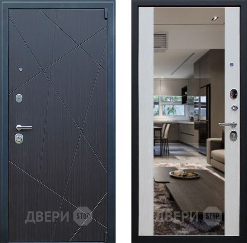 Входная металлическая Дверь АСД Вектор с зеркалом Лиственница белая в Фрязино