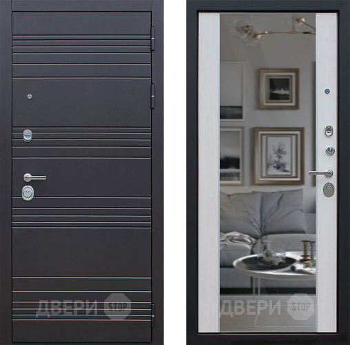 Входная металлическая Дверь АСД Дуэт с зеркалом Лиственница белая в Фрязино