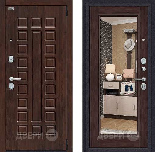 Входная металлическая Дверь Bravo Оптим Урбан с зеркалом Wenge Veralinga в Фрязино