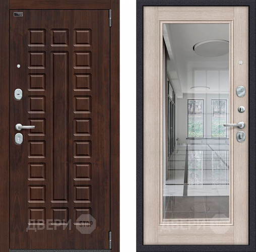 Входная металлическая Дверь Bravo Porta S-3 51/П61 с зеркалом Капучино в Фрязино