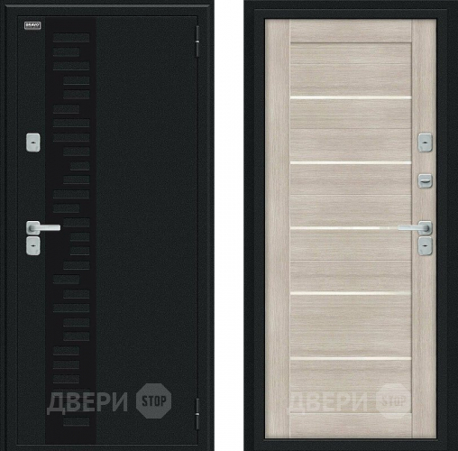 Входная металлическая Дверь Bravo Thermo Техно Декор Букле черное/Cappuccino Veralinga в Фрязино