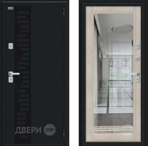 Входная металлическая Дверь Bravo Thermo Флэш Декор Букле черное/Cappuccino Veralinga в Фрязино