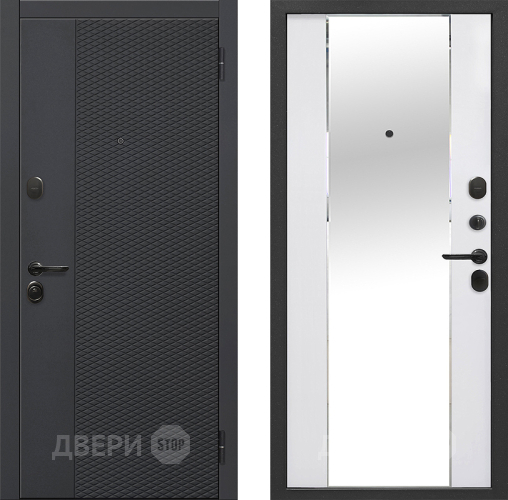 Входная металлическая Дверь Флорида Зеркало Фацет Эммалит Белый в Фрязино