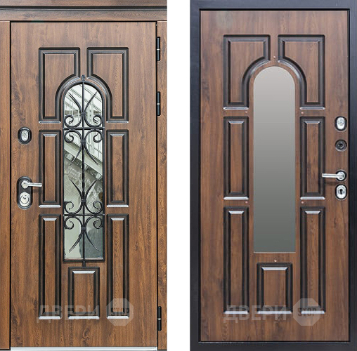 Дверь Сударь МХ-32 Винорит Темный Дуб с Ковкой и окном в Фрязино
