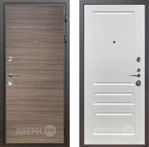 Входная металлическая Дверь Шелтер (SHELTER) Комфорт Дуб тоскано поперечный 1 Белый ясень в Фрязино