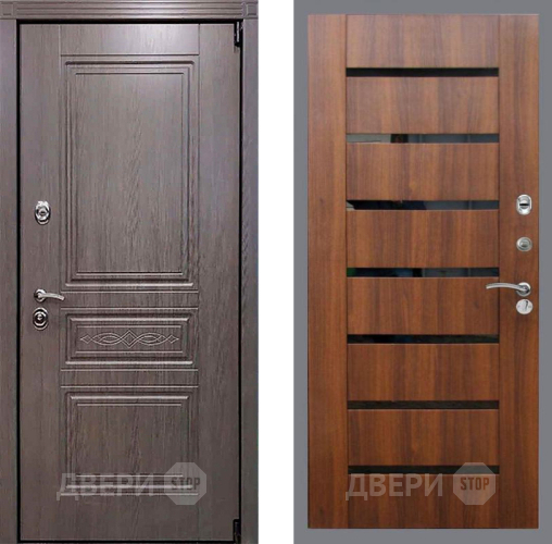 Дверь Рекс (REX) Пренмиум-S СБ-14 стекло черное Орех бренди в Фрязино