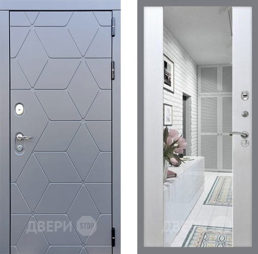 Входная металлическая Дверь Стоп КОСМО Зеркало СБ-16 Лиственница беж в Фрязино