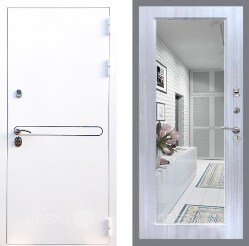 Входная металлическая Дверь Стоп Лайн Вайт Зеркало Сандал белый в Фрязино