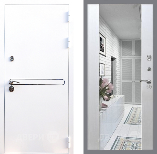 Входная металлическая Дверь Стоп Лайн Вайт Зеркало СБ-16 Лиственница беж в Фрязино