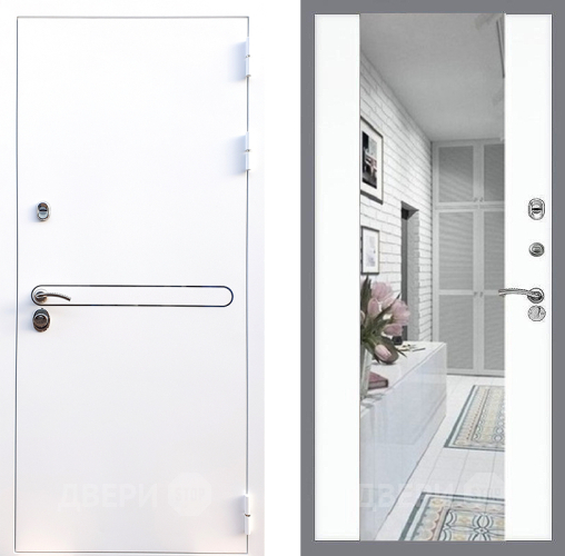 Входная металлическая Дверь Стоп Лайн Вайт Зеркало СБ-16 Силк Сноу в Фрязино