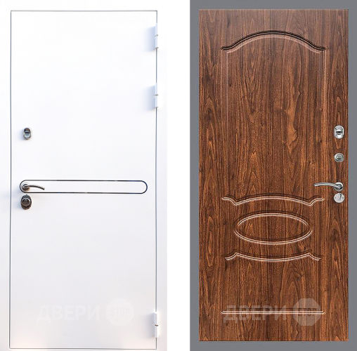 Входная металлическая Дверь Стоп Лайн Вайт ФЛ-128 орех тисненый в Фрязино