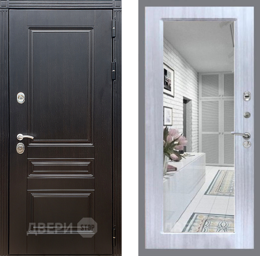 Входная металлическая Дверь Стоп МЕГАПОЛИС Зеркало Сандал белый в Фрязино