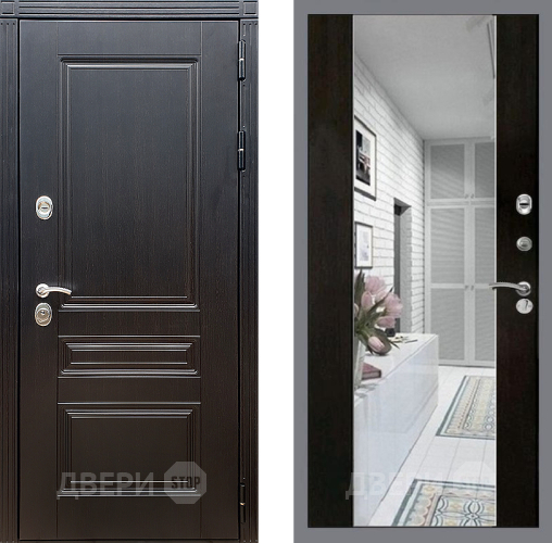 Входная металлическая Дверь Стоп МЕГАПОЛИС Зеркало СБ-16 Венге в Фрязино