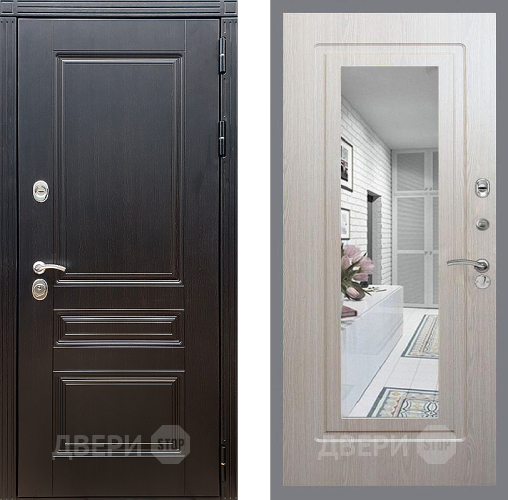 Входная металлическая Дверь Стоп МЕГАПОЛИС Зеркало ФЛ-120 Беленый дуб в Фрязино