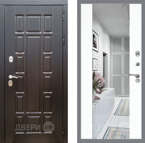 Входная металлическая Дверь Стоп НЬЮ ЙОРК Зеркало СБ-16 Силк Сноу в Фрязино