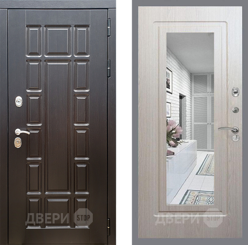 Дверь Стоп НЬЮ ЙОРК Зеркало ФЛ-120 Беленый дуб в Фрязино