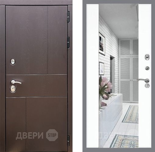 Входная металлическая Дверь Стоп УРБАН Зеркало СБ-16 Силк Сноу в Фрязино