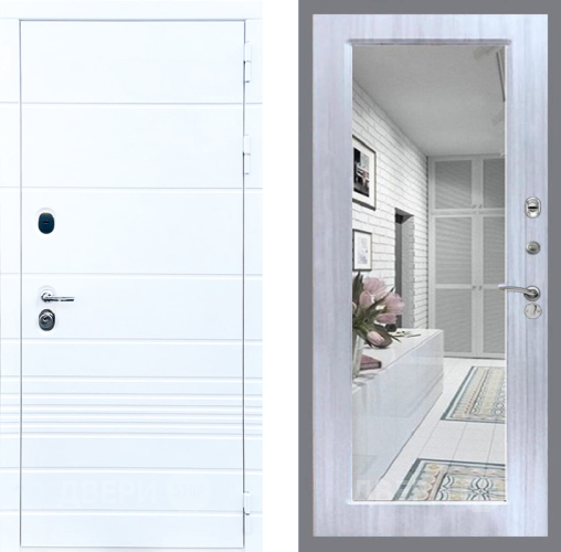 Входная металлическая Дверь Стоп ТРЕНДО Зеркало Сандал белый в Фрязино