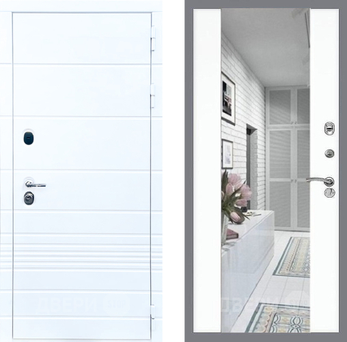 Входная металлическая Дверь Стоп ТРЕНДО Зеркало СБ-16 Силк Сноу в Фрязино