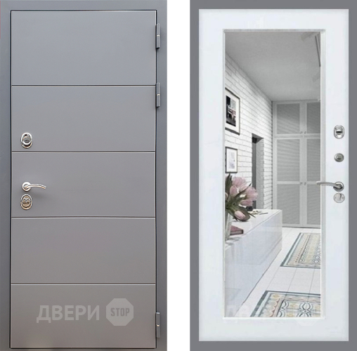 Дверь Стоп АРТ ГРАФИТ Зеркало Белый ясень в Фрязино