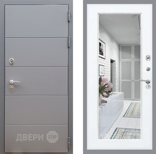 Входная металлическая Дверь Стоп АРТ ГРАФИТ Зеркало Силк Сноу в Фрязино