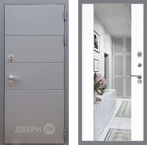 Входная металлическая Дверь Стоп АРТ ГРАФИТ Зеркало СБ-16 Силк Сноу в Фрязино