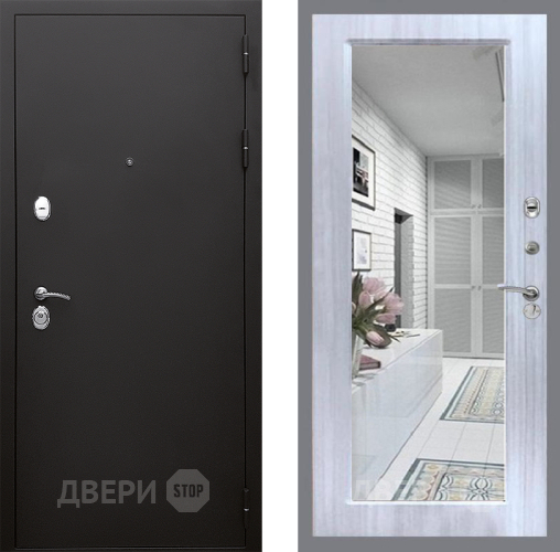 Входная металлическая Дверь Стоп КЛАССИК Шагрень Зеркало Сандал белый в Фрязино