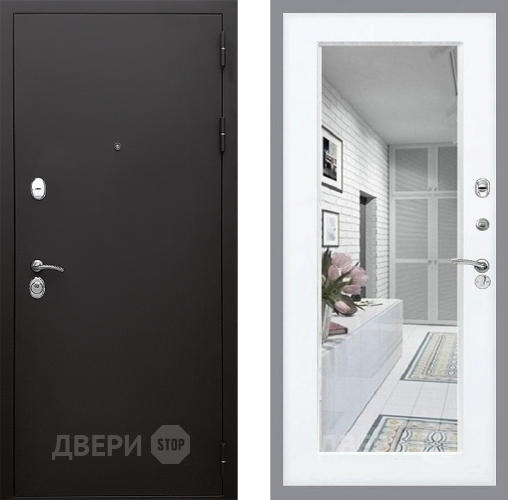 Входная металлическая Дверь Стоп КЛАССИК Шагрень Зеркало Силк Сноу в Фрязино