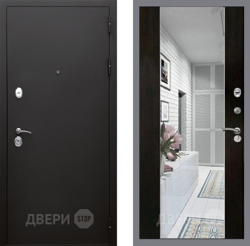 Входная металлическая Дверь Стоп КЛАССИК Шагрень Зеркало СБ-16 Венге в Фрязино