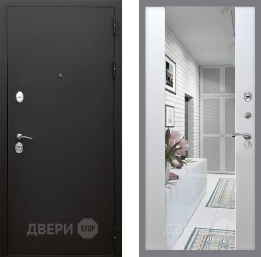 Входная металлическая Дверь Стоп КЛАССИК Шагрень Зеркало СБ-16 Лиственница беж в Фрязино