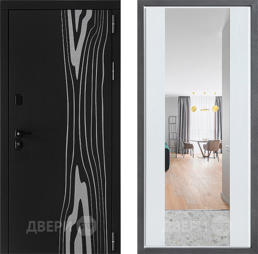 Входная металлическая Дверь Дверной континент ДК-12 ФЛЗ-1 Зеркало Белое дерево в Фрязино