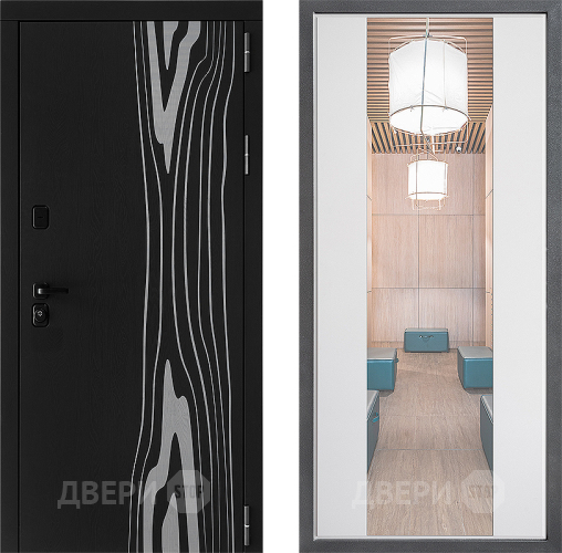 Входная металлическая Дверь Дверной континент ДК-12 ФЛЗ-1 Зеркало Белый софт в Фрязино