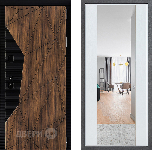 Входная металлическая Дверь Дверной континент ДК-11 ФЛЗ-1 Зеркало Белое дерево в Фрязино