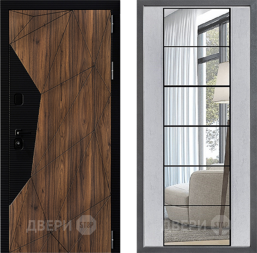 Дверь Дверной континент ДК-11 ФЛЗ-2 Зеркало Бетон светлый в Фрязино