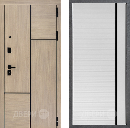 Входная металлическая Дверь Дверной континент ДК-14 ФЛ-757 Черное Стекло Софт милк в Фрязино