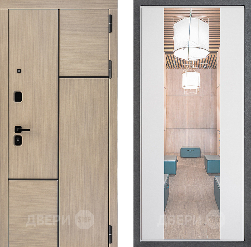 Входная металлическая Дверь Дверной континент ДК-14 ФЛЗ-1 Зеркало Белый софт в Фрязино