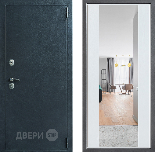 Дверь Дверной континент ДК-70 Дизайн ФЛЗ-1 Зеркало Белое дерево в Фрязино