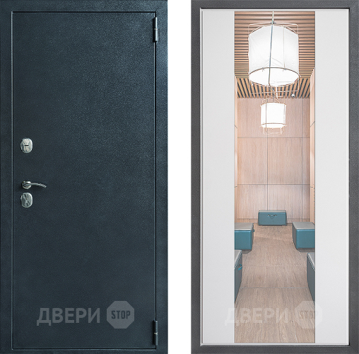 Входная металлическая Дверь Дверной континент ДК-70 Дизайн ФЛЗ-1 Зеркало Белый софт в Фрязино