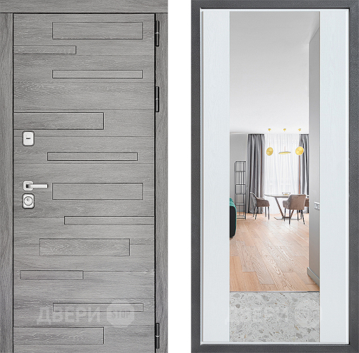 Входная металлическая Дверь Дверной континент ДК-10 ФЛЗ-1 Зеркало Белое дерево в Фрязино