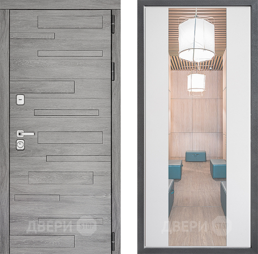 Входная металлическая Дверь Дверной континент ДК-10 ФЛЗ-1 Зеркало Белый софт в Фрязино