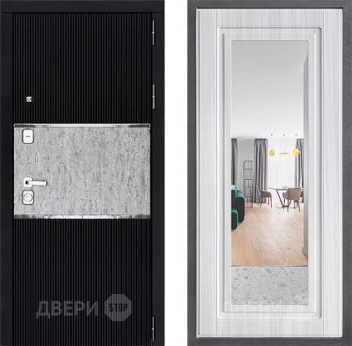 Входная металлическая Дверь Дверной континент ДК-13 ФЛЗ Зеркало Сандал белый в Фрязино