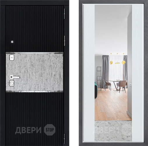 Входная металлическая Дверь Дверной континент ДК-13 ФЛЗ-1 Зеркало Белое дерево в Фрязино