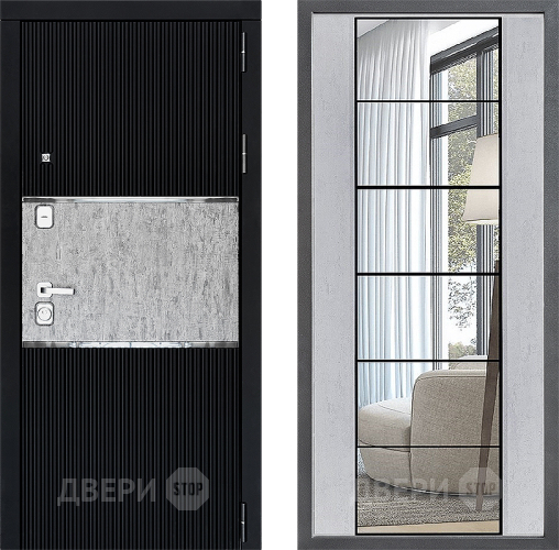 Дверь Дверной континент ДК-13 ФЛЗ-2 Зеркало Бетон светлый в Фрязино