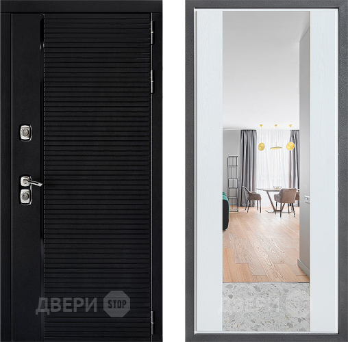 Входная металлическая Дверь Дверной континент ДК-1 ФЛЗ-1 Зеркало Белое дерево в Фрязино