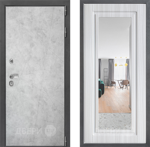 Входная металлическая Дверь Дверной континент ДК-3/743 ФЛЗ Зеркало Сандал белый в Фрязино