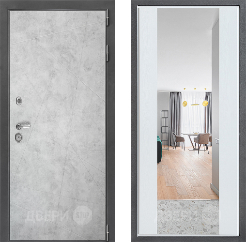 Входная металлическая Дверь Дверной континент ДК-3/743 ФЛЗ-1 Зеркало Белое дерево в Фрязино