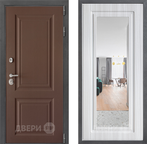 Входная металлическая Дверь Дверной континент ДК-3/729 ФЛЗ Зеркало Сандал белый в Фрязино