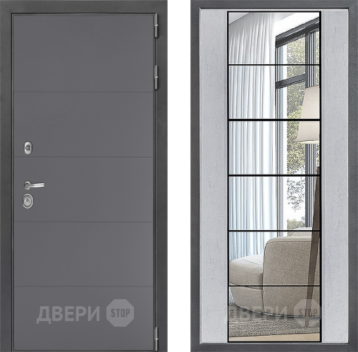 Дверь Дверной континент ДК-3/649 ФЛЗ-2 Зеркало Бетон светлый в Фрязино