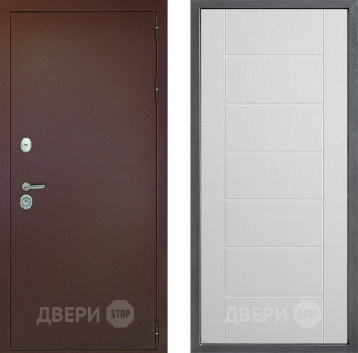 Входная металлическая Дверь Дверной континент Рубикон Медь Дизайн ФЛ-Лайн Белое дерево в Фрязино