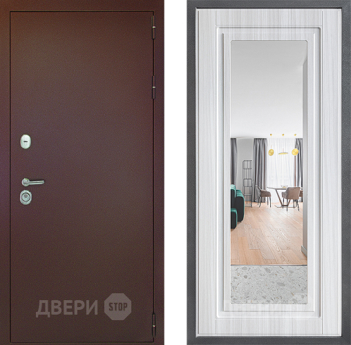 Входная металлическая Дверь Дверной континент Рубикон Медь Дизайн ФЛЗ Зеркало Сандал белый в Фрязино